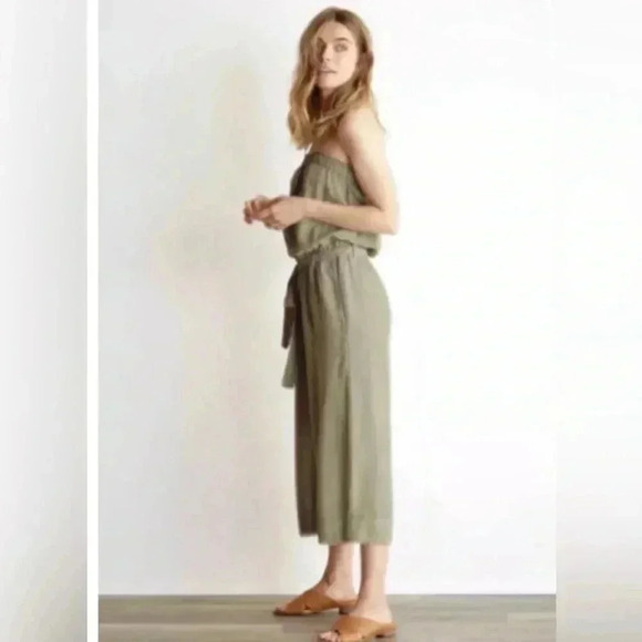 Anthropologie Cloth & Stone Strapless Frayed Cropped Jumpsuit - Size L - Picture 3 of 16